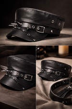casquette cuir bdsm punk -