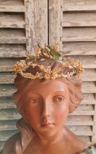 ANCIENNE COURONNE DE MARIEE FLEURS EN CIRE FLEURS D'ORANGERS