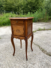 Table de nuit Chevet en noyer et marbre fin 19ème ou 1900 style Louis XV