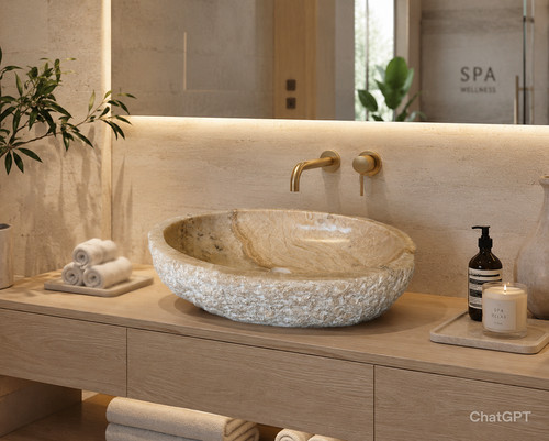 Lavabo poser onice beige - À, en