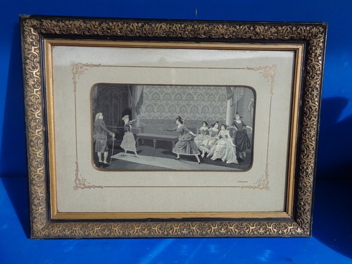 Ancien tableau soie tissée - ancien,