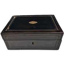 Ancienne Boîte Coffret A Bijoux Bois Noirci Napoléon III A Restaurer Antiquité
