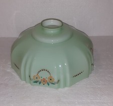 ABAT JOUR VERRE OPALINISE ANNES ANNEES 1930-40 COULER VERT ET FLEURS
