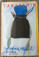 1982 GRANDE AFFICHE ORIGINALE FERIA PAMPLONA SAN FERMIN PAMPELUNE CORRIDA