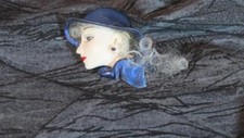 Art Deco Woman Head Blue Hat &