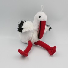 Peluche cigogne blanche rouge