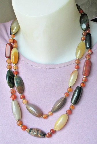 Grand collier sautoir perles - collier,