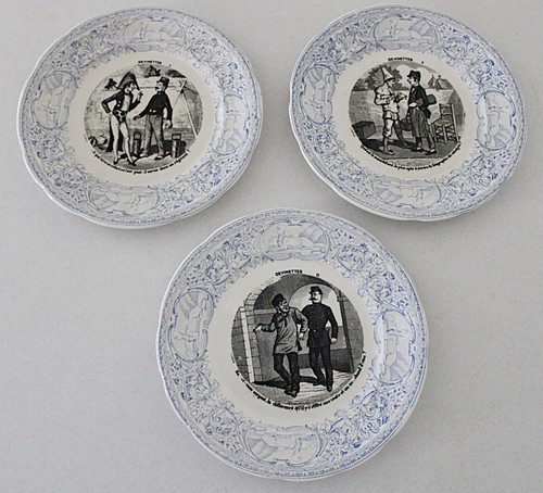 Antique faience plate trio - faience,