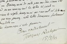 Lettre autographe jacques - lettre,