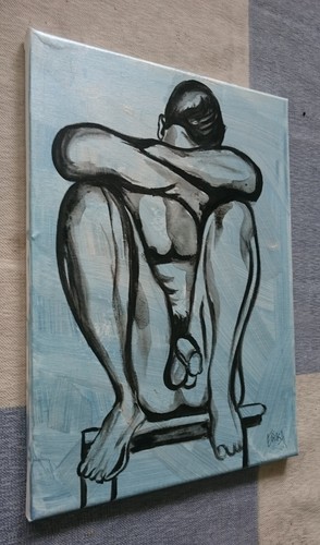 Masculin sur toile 40 30 - nu,