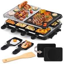 Appareil Raclette Grill 8 Pers Plaques Réversibles Revêtement Antiadhésif 1300 W