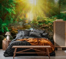 Papier Peint Photo Forêt Ruisseau 3,75m Largeur X 2,50m Hauteur 150g non-Tissé