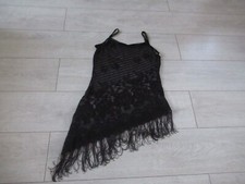 Tunique paréo de plage en crochet noir coupe asymétrique