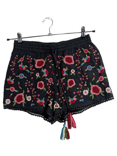 Zara short femme noir - zara, broderie