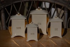 Série 4 pots céramique Art Déco 1930 CAC LABRUT GRIGNY cuisine boites épices