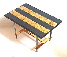 Table basse Années 50 carreaux céramique et feuille d'or Hauteur 36 cm