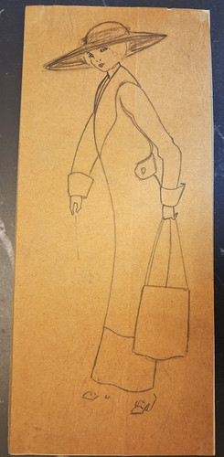 Drawing circa 1910 woman - drawing, in