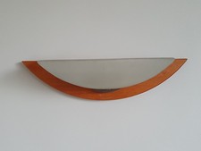 Applique murale en verre dépoli et bois ambré – lampe – luminaire TBE