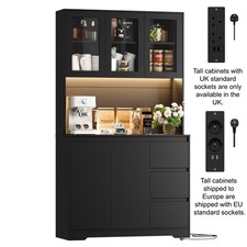 Buffet de cuisine avec led  2 prise 2 Usb Étagère Reglable 5 Porte 3 Tiroir . 