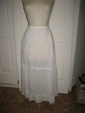 Ancien Jupon de mariée toile de coton à volant & dentelle