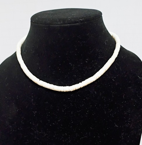 White puka necklace ball bead - white,