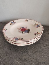 5 Assiettes Semi Creuses Sarreguemine, Agreste. Motifs Fleuris. Vintage. France
