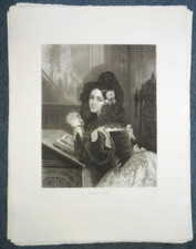 Gravure  litho jeune fille