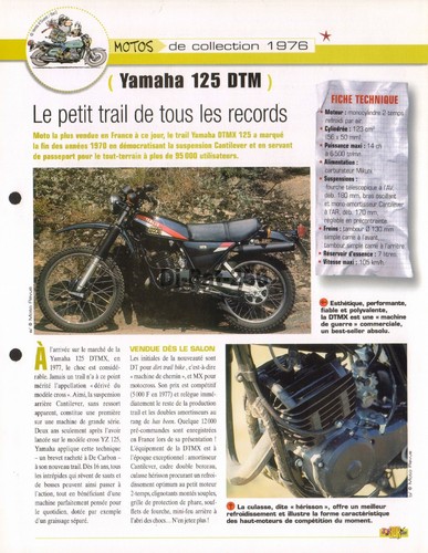 Fiche moto yamaha 125 mx - fiche,