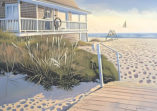 Maison plage côtière art - plage,