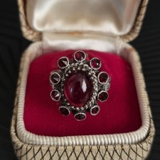 Ancienne Bague Grenats Argent  XIXe siècle Poinçonné