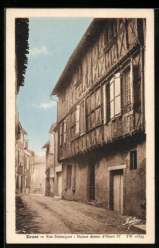 Cpa eauze rue bistouquet - eauze,,