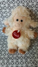Doudou peluche mouton agneau blanc écru beige poils longs Trudi 18 cm