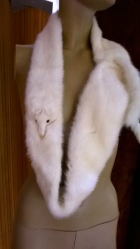 Echarpe etole vison blanc - echarpe,