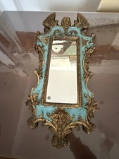 Ancien Miroir italien sculpté à la main, beau miroir antique