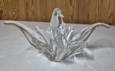 Centre de table en cristal soufflé transparent style Cristal de Vannes 26 cm