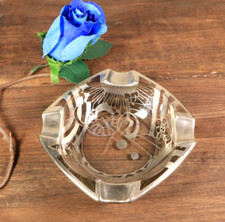 Ancien Cendrier en Verre Cristal avec Pierrot Argent Massif Art Déco SAINT GRAAL