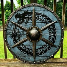 GN bouclier rond en bois motif