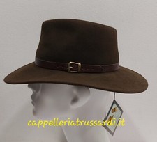 Chapeau Casual Feutre Laine Tesa Largeur Brun Ceinture Fine Cuir Made IN Italy