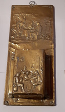 ANCIEN VIDE POCHE EN CUIVRE  MURAL ~ OLD FRENCH WALL POCKET ~ 28 X 12 CM