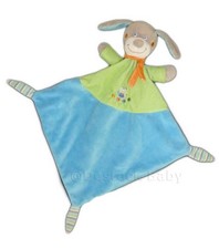 Doudou plat lapin chien bleu
