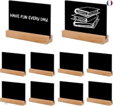10 Pièces Mini Ardoise Etiquette Ardoise 10 x 7.5cm Ardoise Noire avec Socle en 