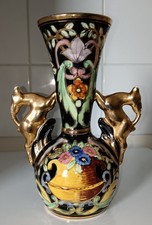 Vase H BEQUET Quaregnon Céramique à Anses Antilopes Vintage Années 60/70