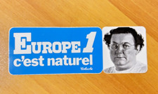 COLUCHE autocollant ORIGINAL  1978 radio Europe1  Les restos du coeur vintage