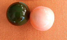 Lot de 2 boules fantaisie ancienne en verre-1 trou rose et vert