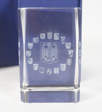 Vintage Brique de Verre Avec Armoiries Fédérale Allemagne Et 16 Etats Fédéraux