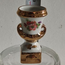 COUPE MEDICIS POT vase  miniature Porcelaine Limoges signé  deco fleurs blanc or