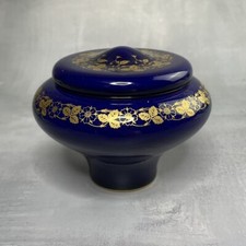 SEVRES rare boite sucrier porcelaine bleu & or Manufacture Nationale 1903 + S.98