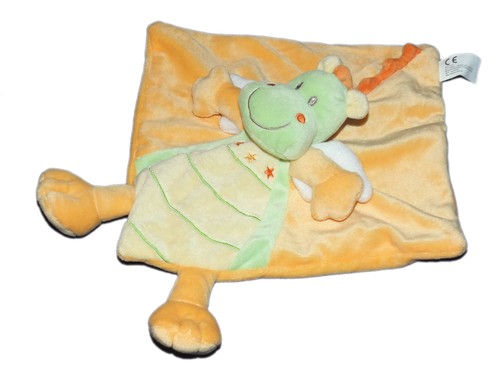 Doudou plat dragon vert orange - doudou,