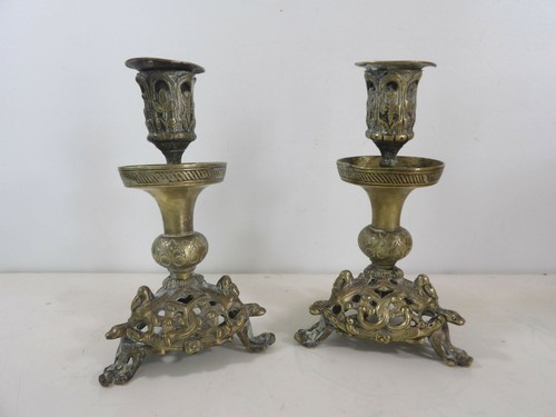 Paire bougeoirs anciens - de,