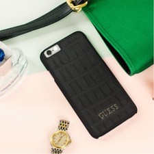 COQUE RIGIDE CROCO GUESS POUR APPLE IPHONE 6 6S NOIR